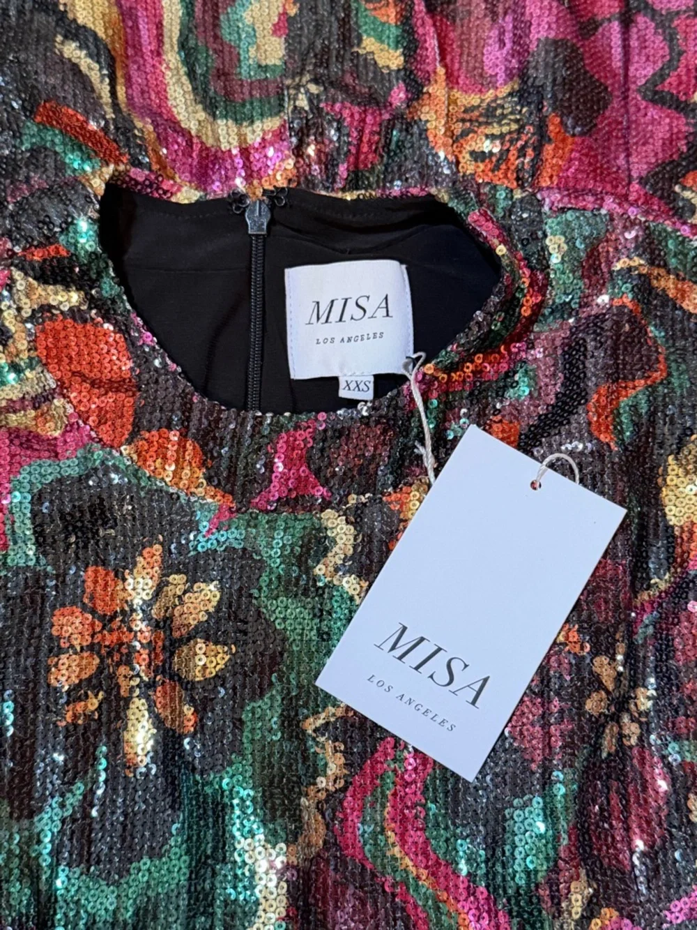 NEW MISA LOS ANGELES NAKIA FLORA GROOVE SEQUIN MINI DRESS SIZE XXS - Picture 5 of 15